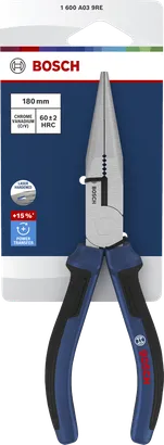 Bosch 180 mm çok parçalı saplı uzun burunlu pense.